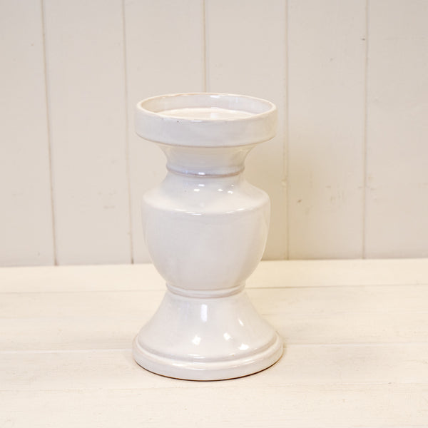 Natural Ceramic Candle Holder Medium 11.8cm x 11.8cm x 17.6cm