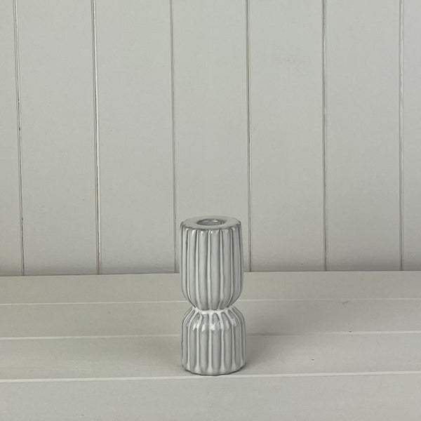 Glazed Ceramic Candle Holder with Textured Detail L5.8xD5.8xH12.3cm Weight-277g