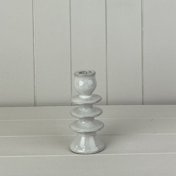 Glazed Ceramic Candle Holder with Textured Detail L6.5xD6.5xH14cm Weight-276g
