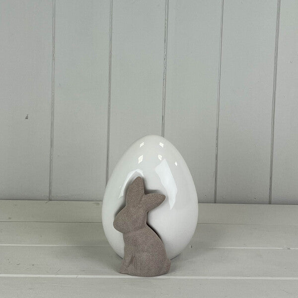 Ceramic White Egg With Rabbit H14.5cm L11.7cm W11cm Weight-349g