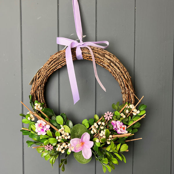Boxwood And Flower Wreath 37x38x7cm