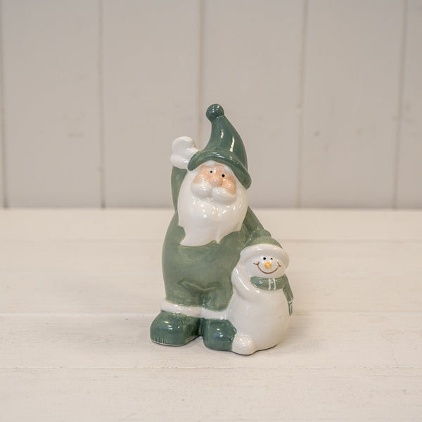 White/Green Ceramic Santa L7.7xW6.5xH13.3cm