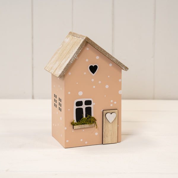 Medium Pink Wooden Mushroom Decoration