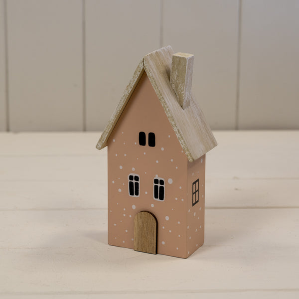 Light Sage Green Wooden House Decoration L8.5xW5xH16.5cm