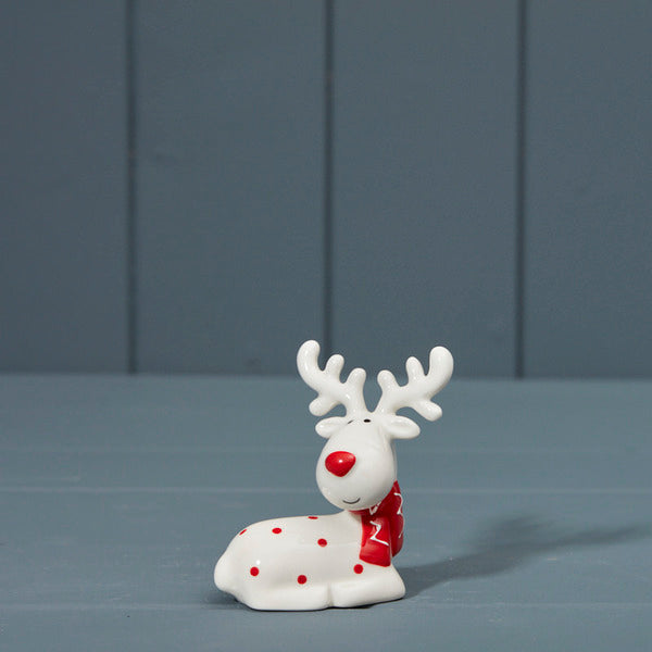 Red and White Ceramic Hanging Deer L5xD2.7xH7cm