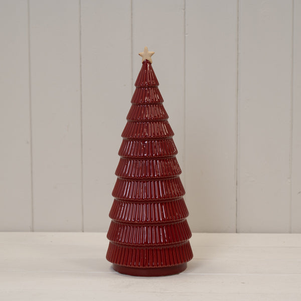 Red/White Ceramic Present with LED L10xW6.5xH12cm