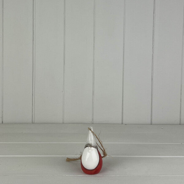 Red/Grey Ceramic Santa 4.5x4.8x10cm