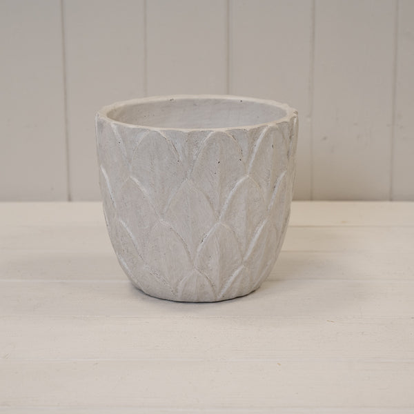 Round White Leaf Patterned Pot TD17xH15.5cm Weight-1290g