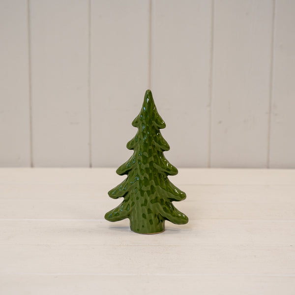 Medium Dimpled Green Ceramic Christmas Tree Ornament