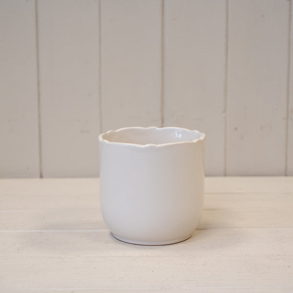 White Ceramic Jug 19cm Fleur De Lis