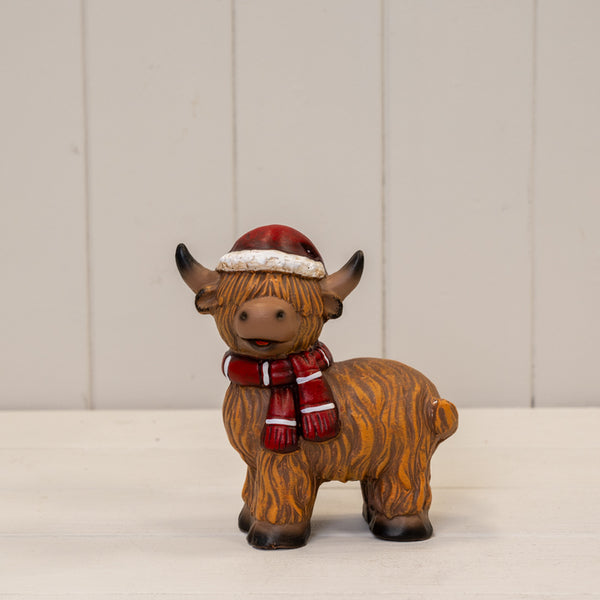 Terrocotta Highland Cow L8.7xW4.9H11.1cm