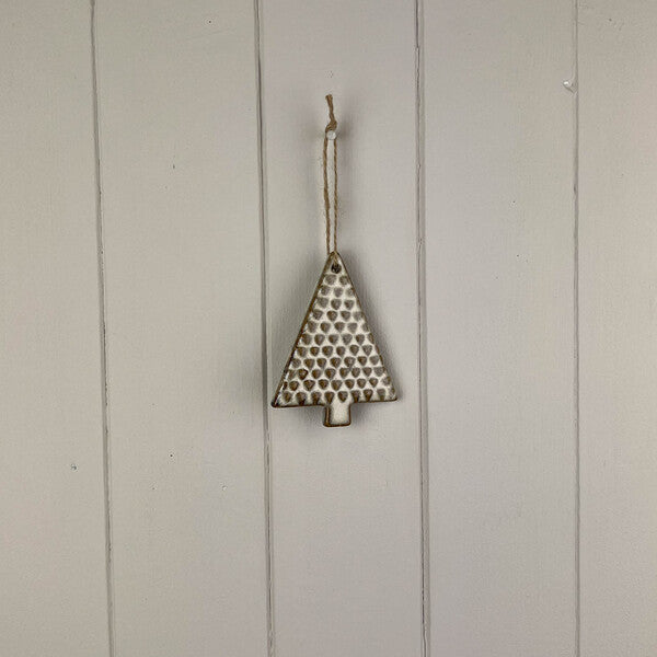 Beige Mottle Ceramic Hanging Tree Decoration L6.5xD0.5xH9cm Weight-60g