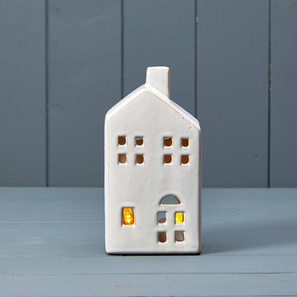 Ceramic house tealight with reactive glaze 8.5x6.3x16.7cm Weight-460g