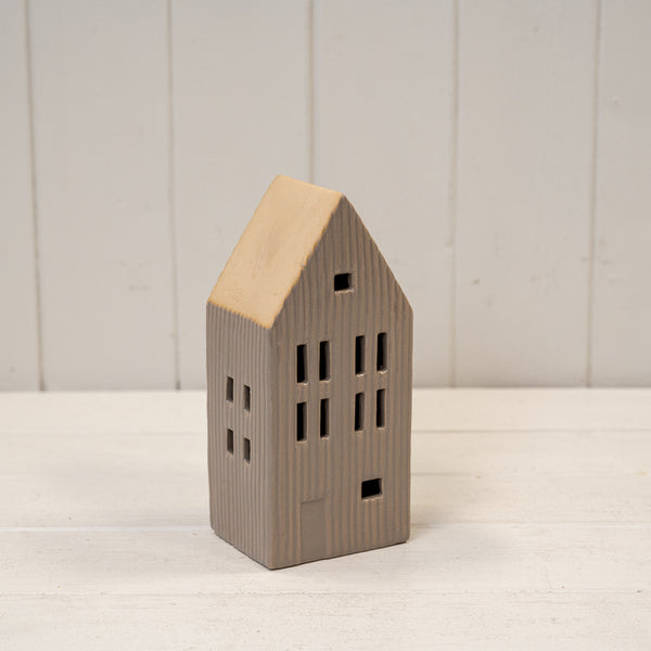 Medium Red Ceramic House Tealight Holder