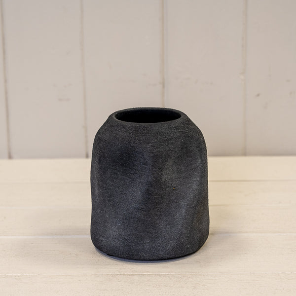 Tan Medium Textured Sculptured Vase 9.5cm x 9.5cm x 17cm