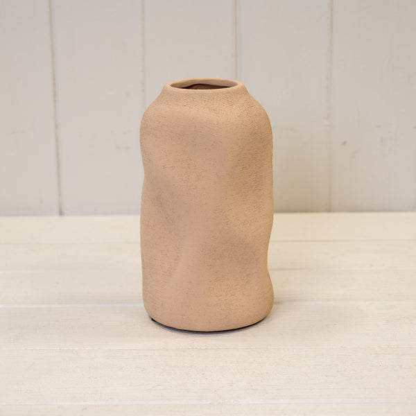 White Tall Sculptured Textured Vase 9.5cm x 9.5cm x 24cm