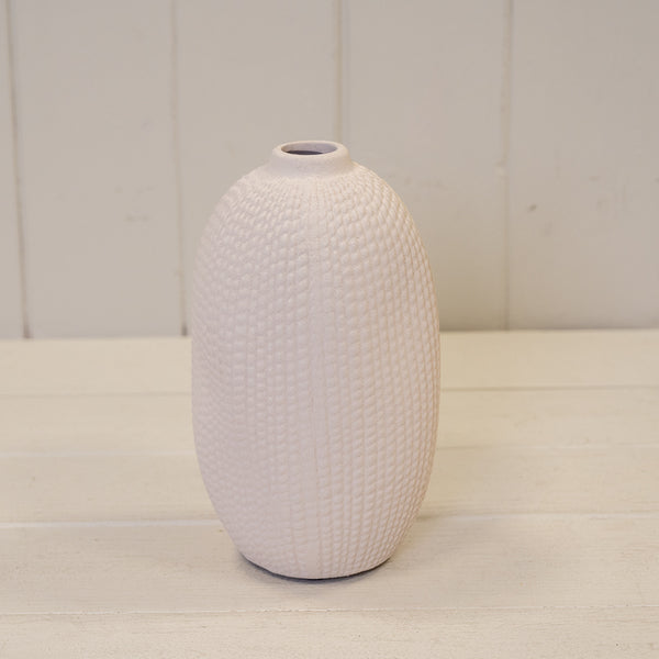 Tall Tan Texured Stone Vase 10.2cm x 10.2cm x 23.8cm