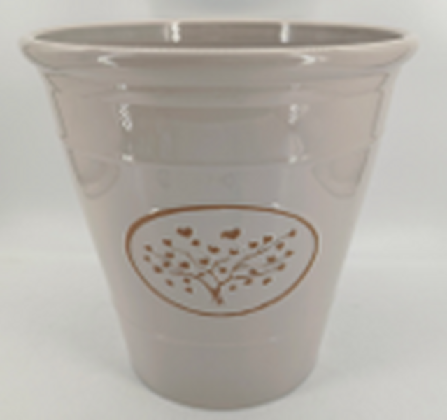 Cream Round Love Heart Tree Recycled Plastic Planter D23cm 5.6LTR Weight 305g