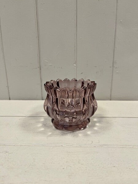 Amethyst Glass Candle Holder 7.7cm x 7.7cm x 10.2cm