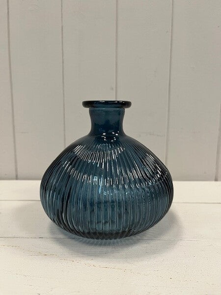 Blue Decorative Glass Bottle 11cm x 11cm x 13cm