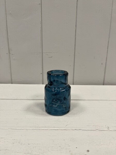 Blue Textured Candle Holder 6.6cm x 6.6cm x 5.3cm