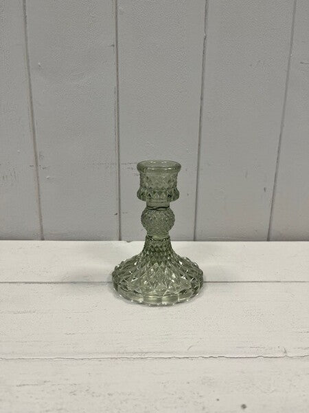 Vintage Green Dimpled Glass Bottle D6.3 x H10cm