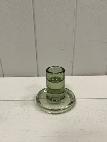 Large Vintage Green Straight Textured Candle Holder 6cm x 6cm x 7.4cm
