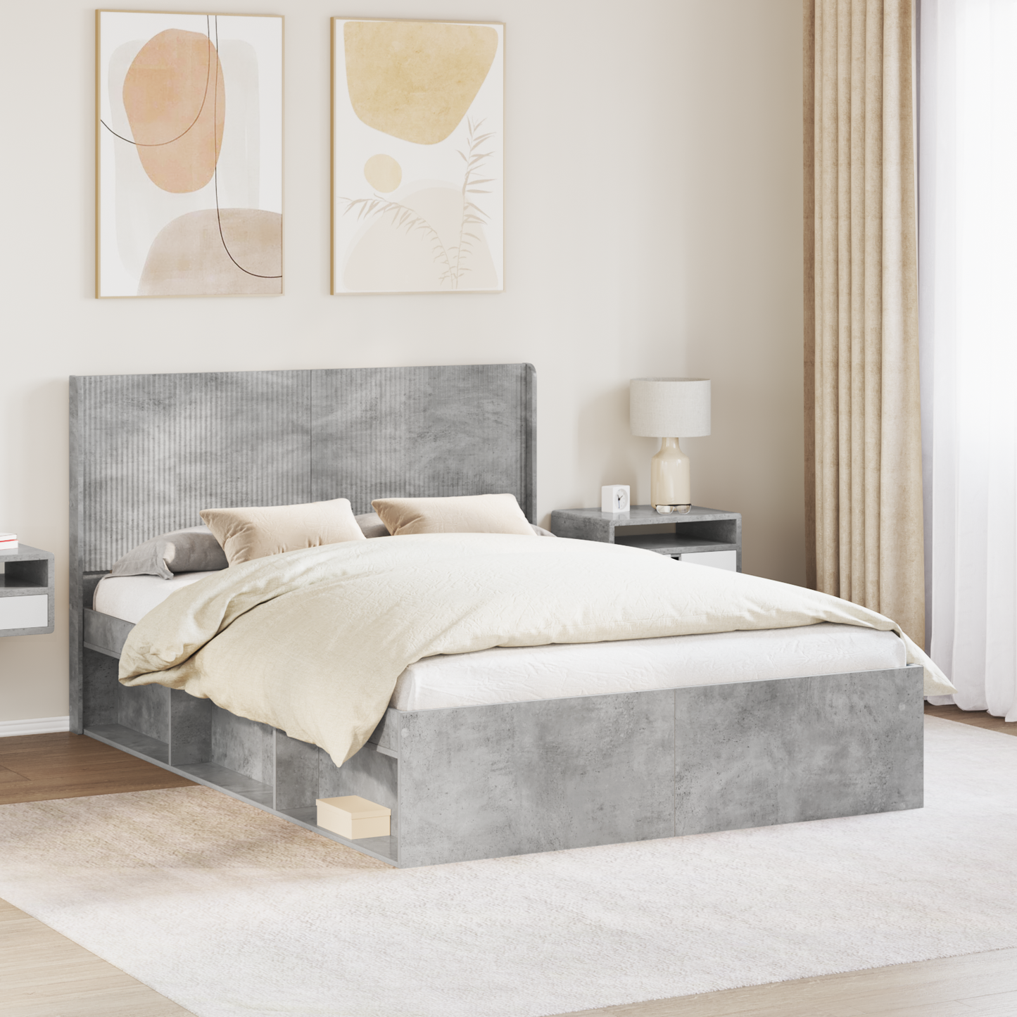 Bed Frame with Storage and Headboard 3 pcs Engineered Wood