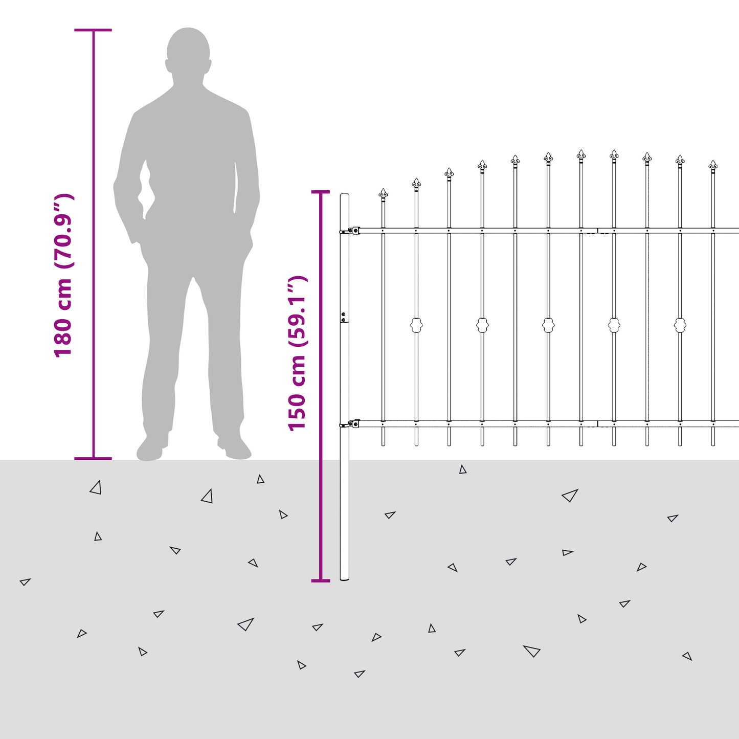 Spike Fence Asten Black 200 x 150 cm Powder-Coated Steel