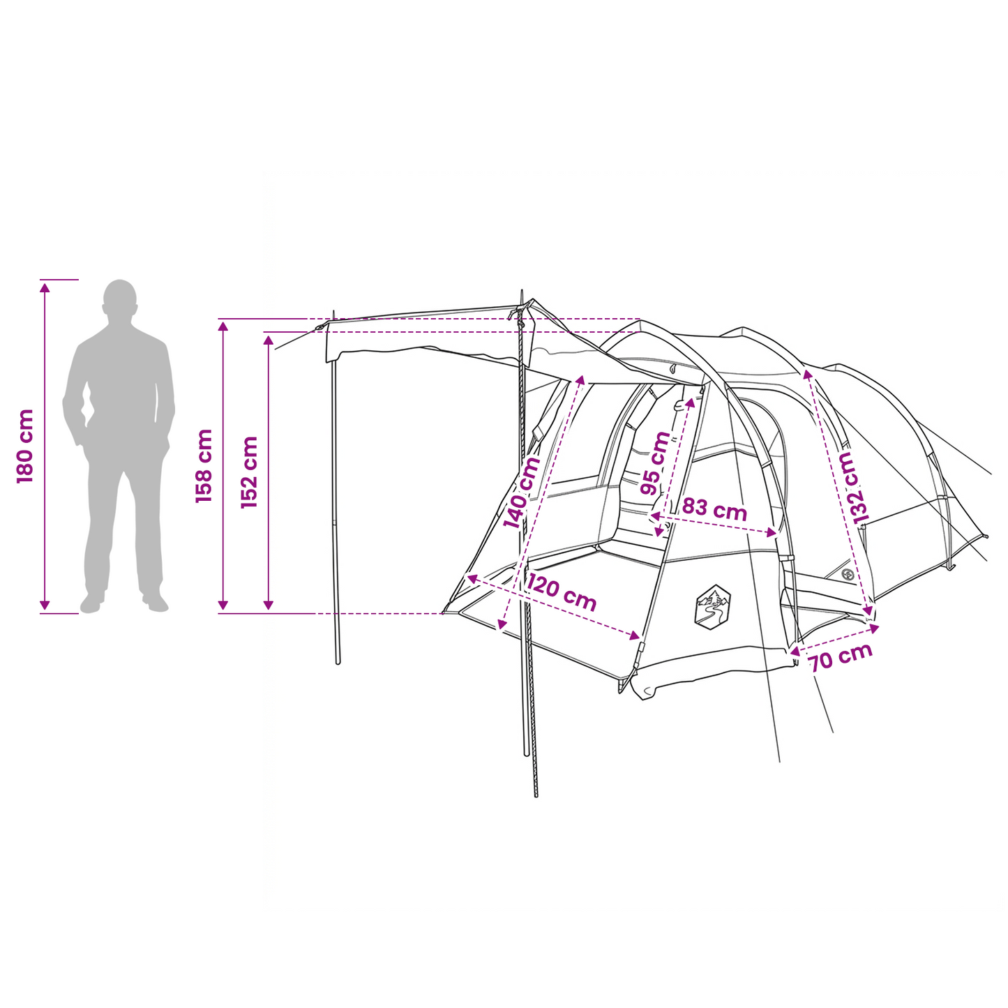 Tunnel Tent Green 390 x 215 x 152 cm
