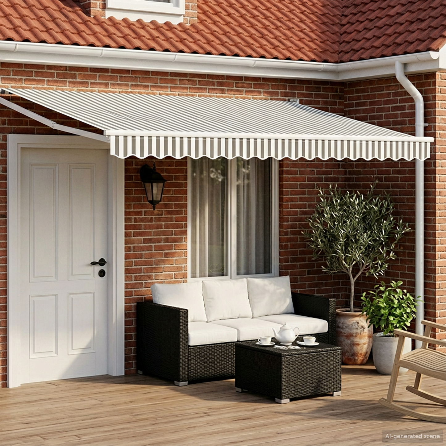 Electric Retractable Awning Anthracite and White 4 x 3 m