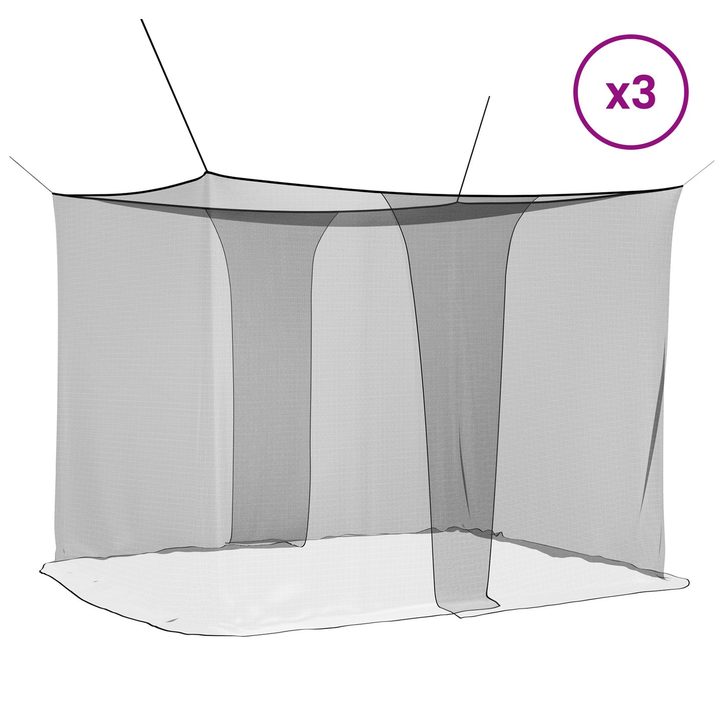 Mosquito Net for Bed 156 Mesh 3 pcs Black Polyester