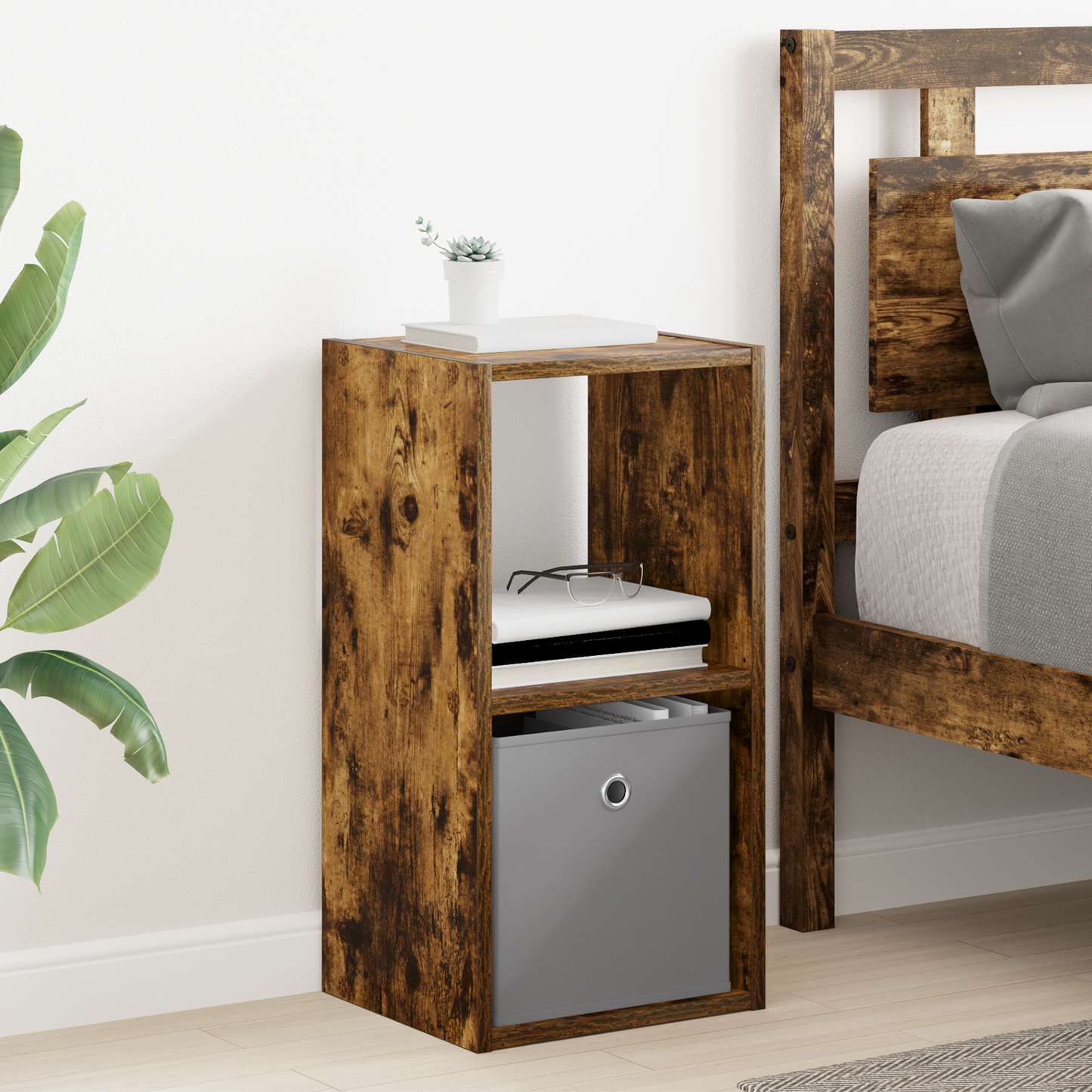Bedside Table with Drawer 2 pcs Smoked Oak 30.5 x 27 x 59.5 cm