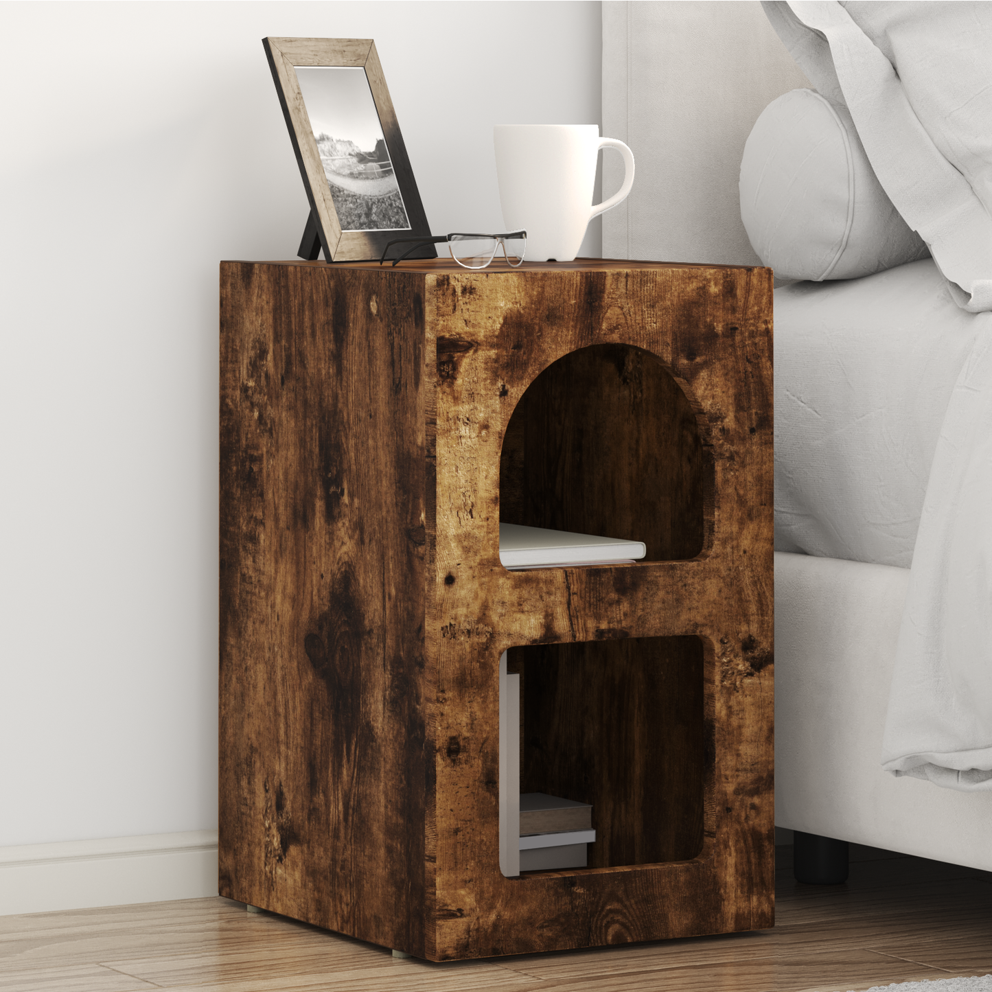 Bedside Table ELST Smoked Oak 29.5 x 33.5 x 50 cm