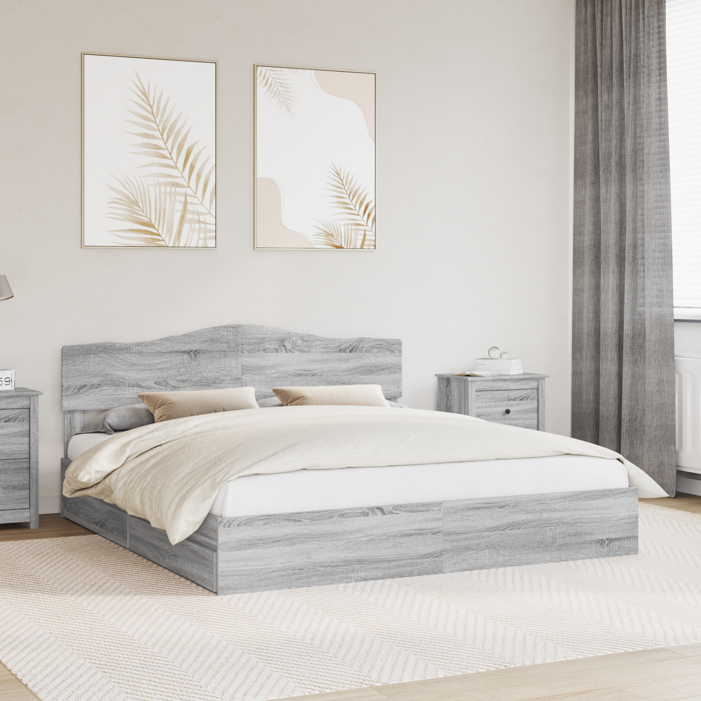 Storage Bed Grey Sonoma 180 x 200 cm Engineered Wood