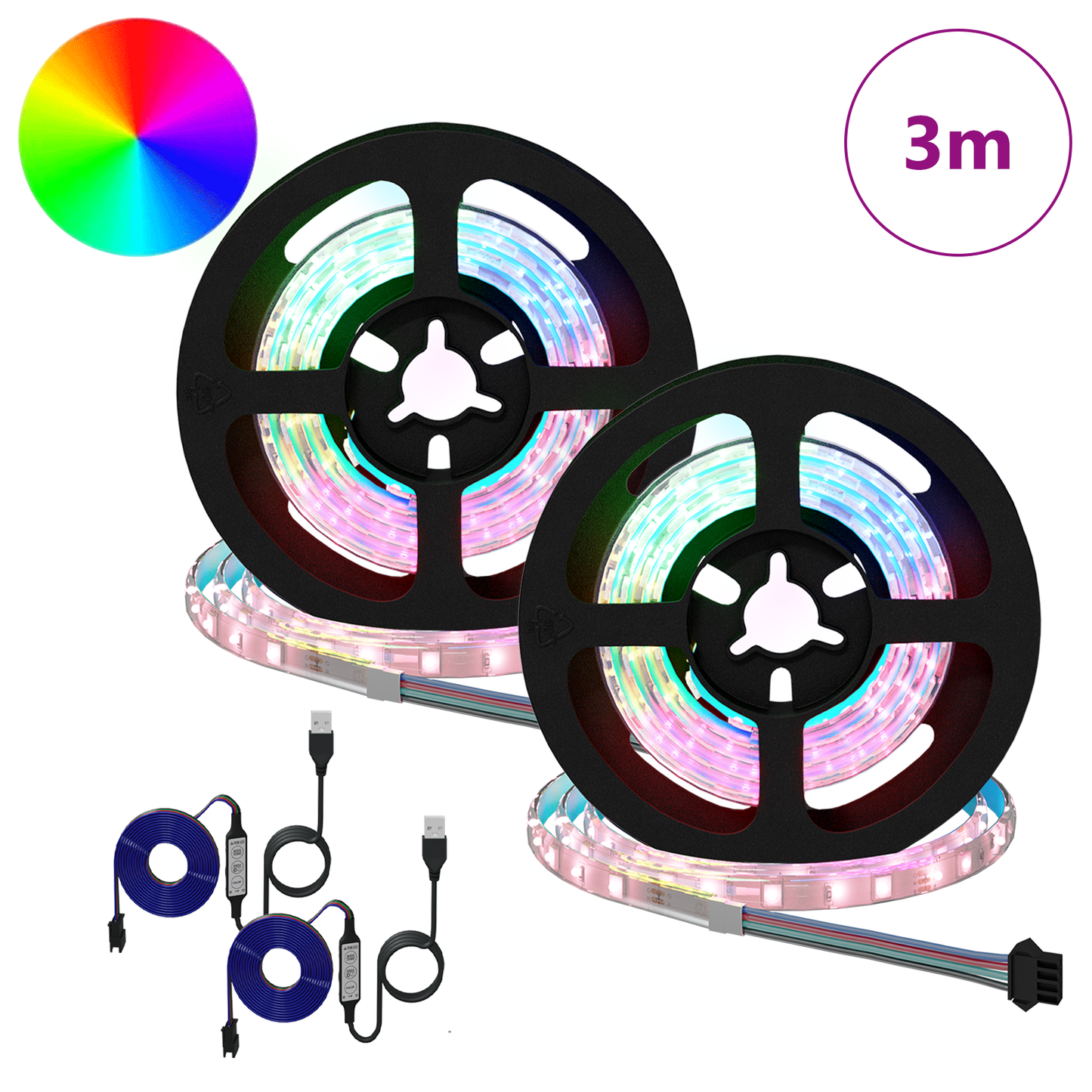 LED Strip 2 pcs Black and Transparent 750 mm Copper and Plastic