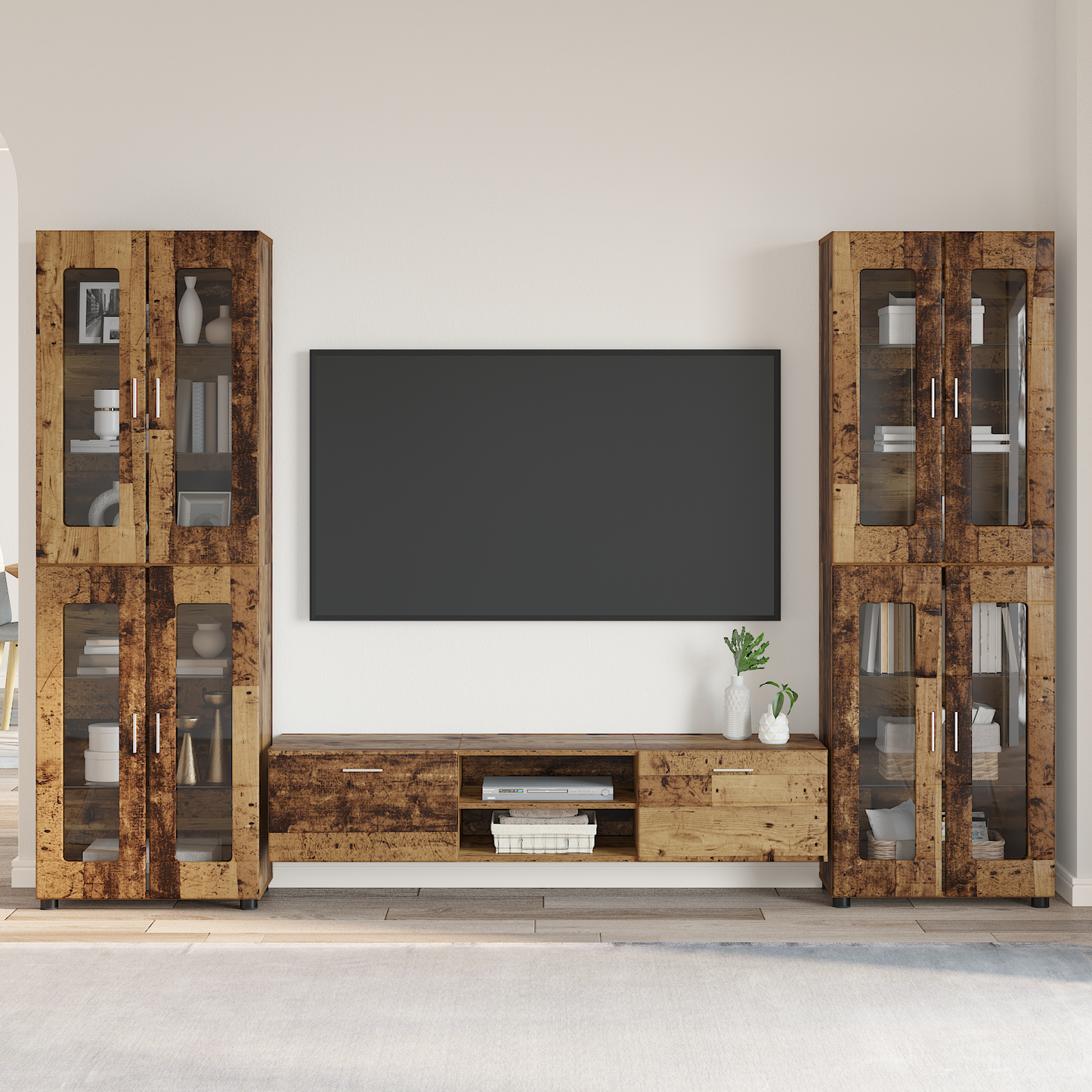 TV Cabinet Set with Shelf FLORIN 3 pcs Old Wood Engineered Wood