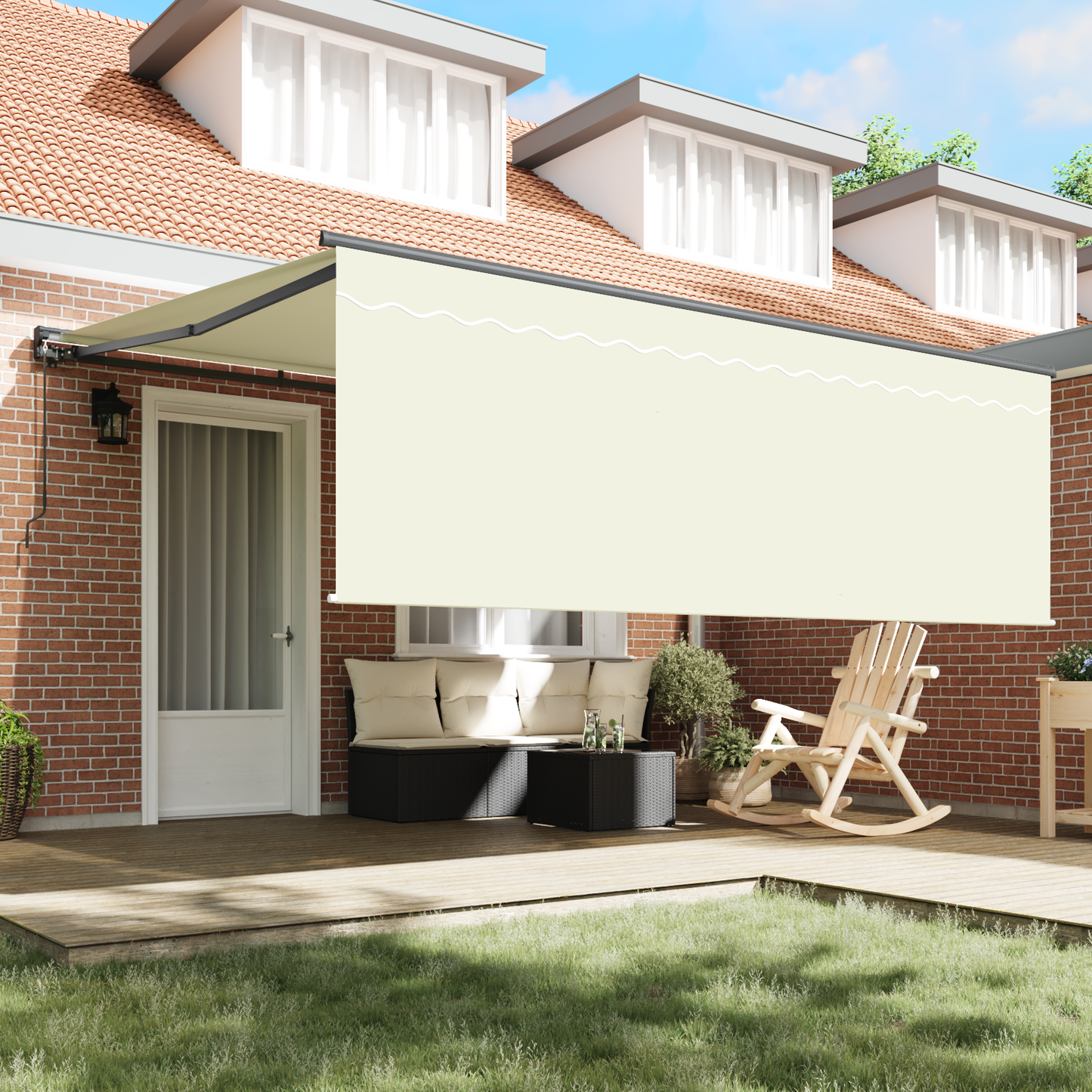 Retractable Awning Cream 400 x 300 cm Polyester and Aluminium