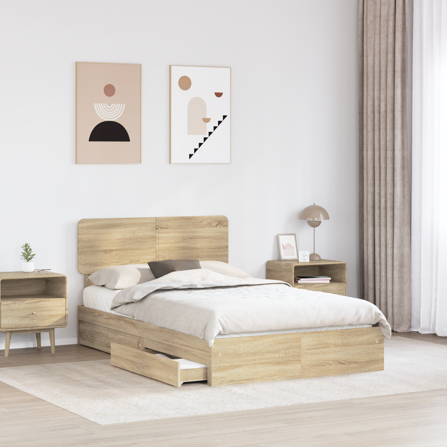 Storage Bed with Drawer Sonoma Oak 120 x 200 cm Engineered Wood