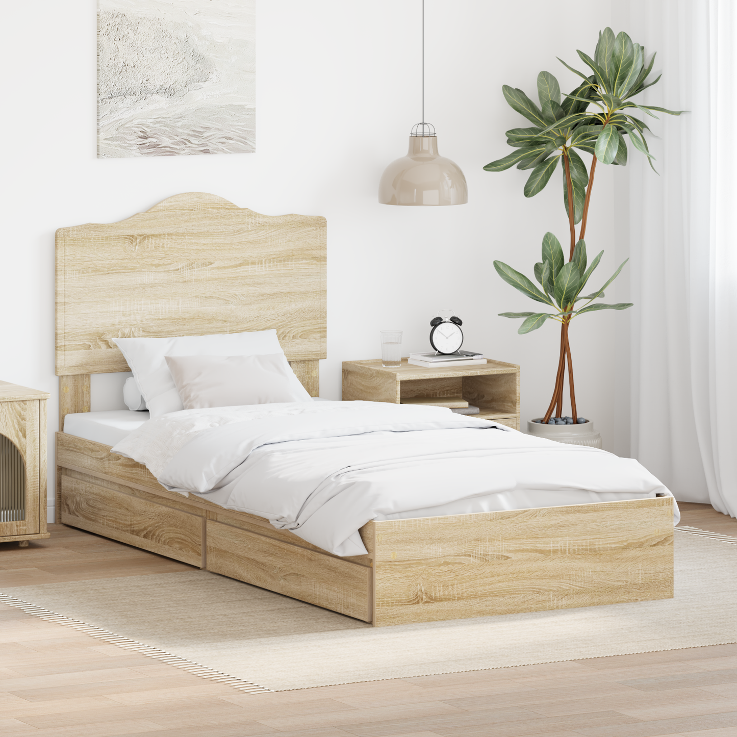 Storage Bed with Drawer Sonoma Oak 90 x 190 cm Engineered Wood
