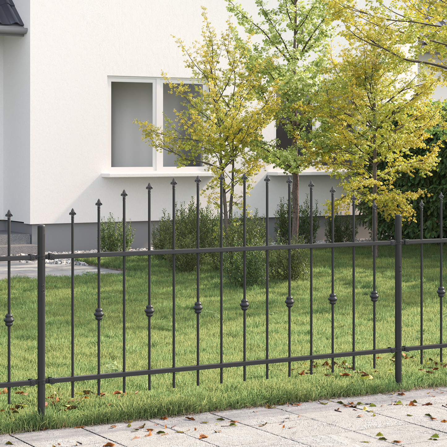 Spike Fence Asten Black 200 x 130 cm Powder-Coated Steel