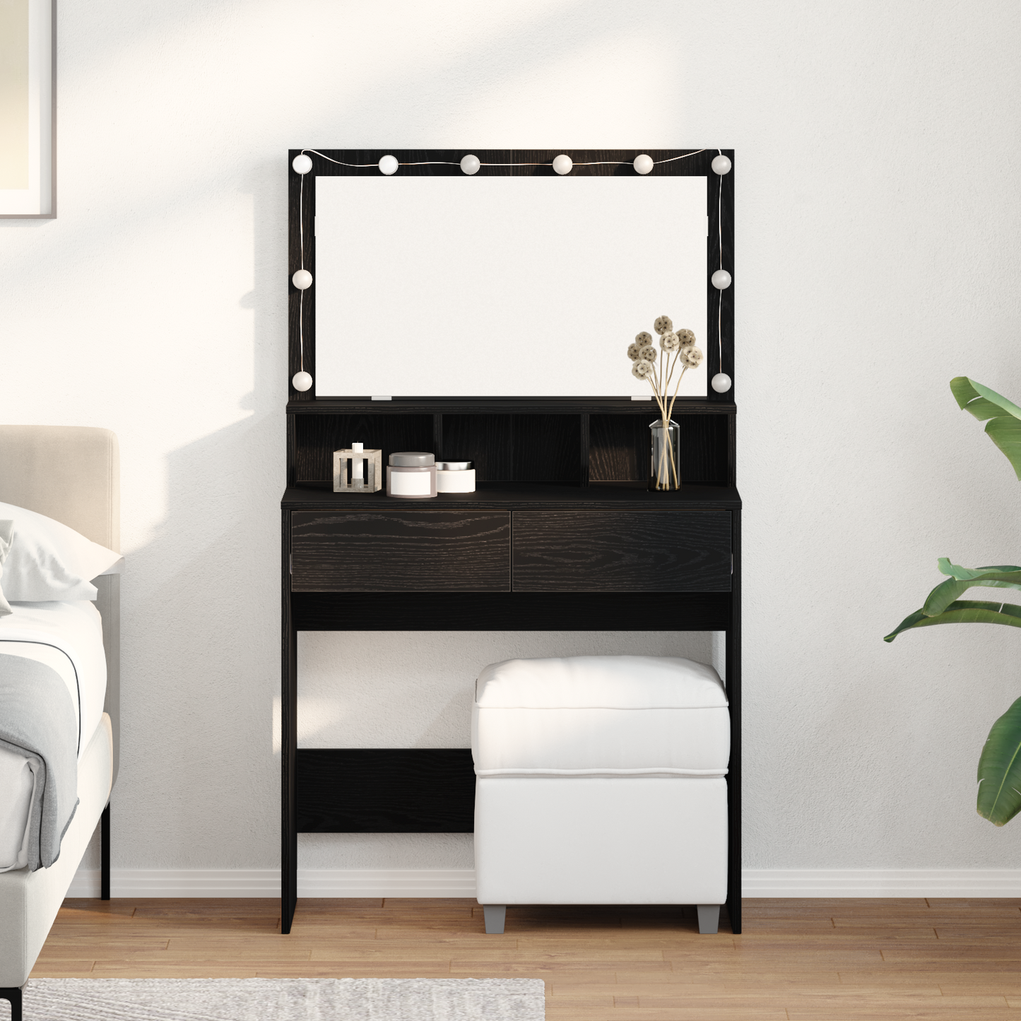 Dressing Table Black Oak 80 x 41 x 134.5 cm Engineered Wood