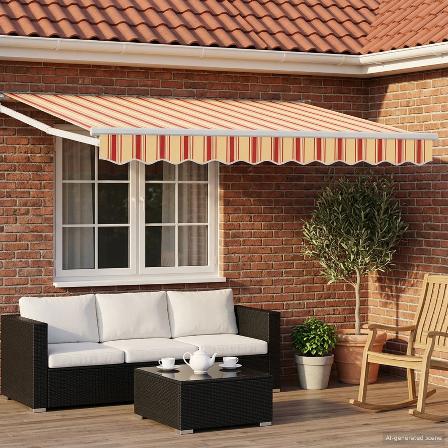 Manual Retractable Awning with LEDs Multicolour 3.5 x 2.5 m
