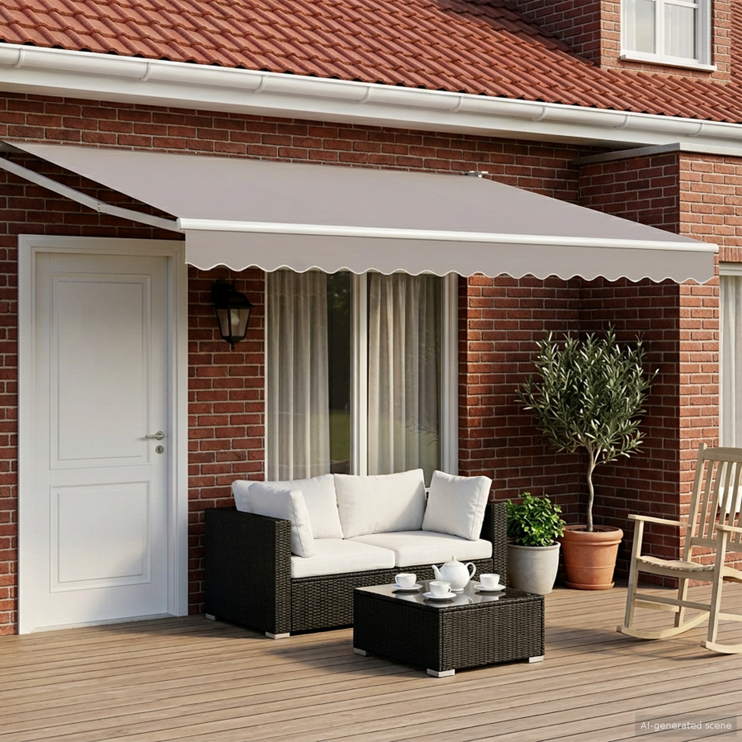 Electric Retractable Awning Frame White 4 x 2 m Steel