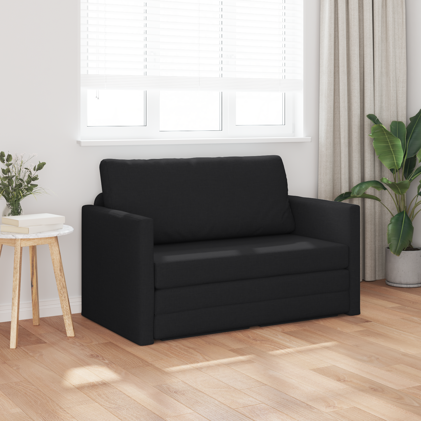 2-Seater Folding Sofa Bed Black 124 x 71 x 78 cm Fabric