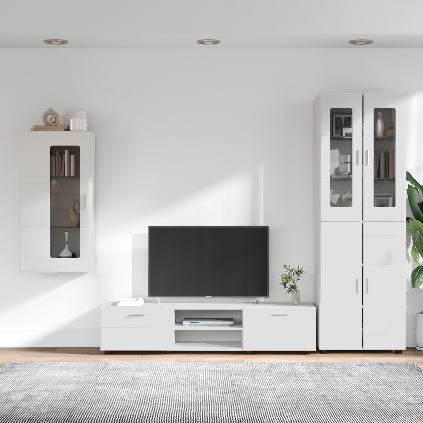 TV Cabinet Set with Drawer FLORIN 3 pcs White Engineered Wood