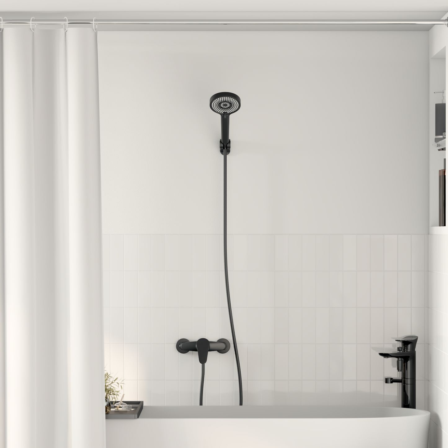 Shower Head Set Black G 1 / 2 inches