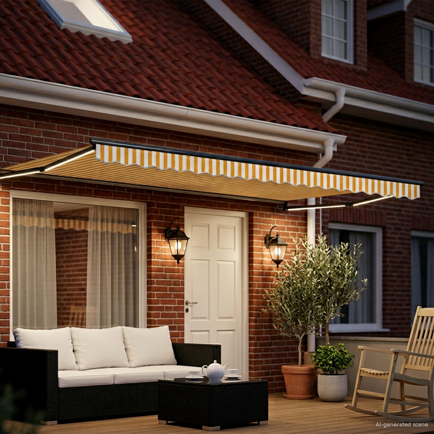 Manual Retractable Awning with LEDs 5 x 3 m