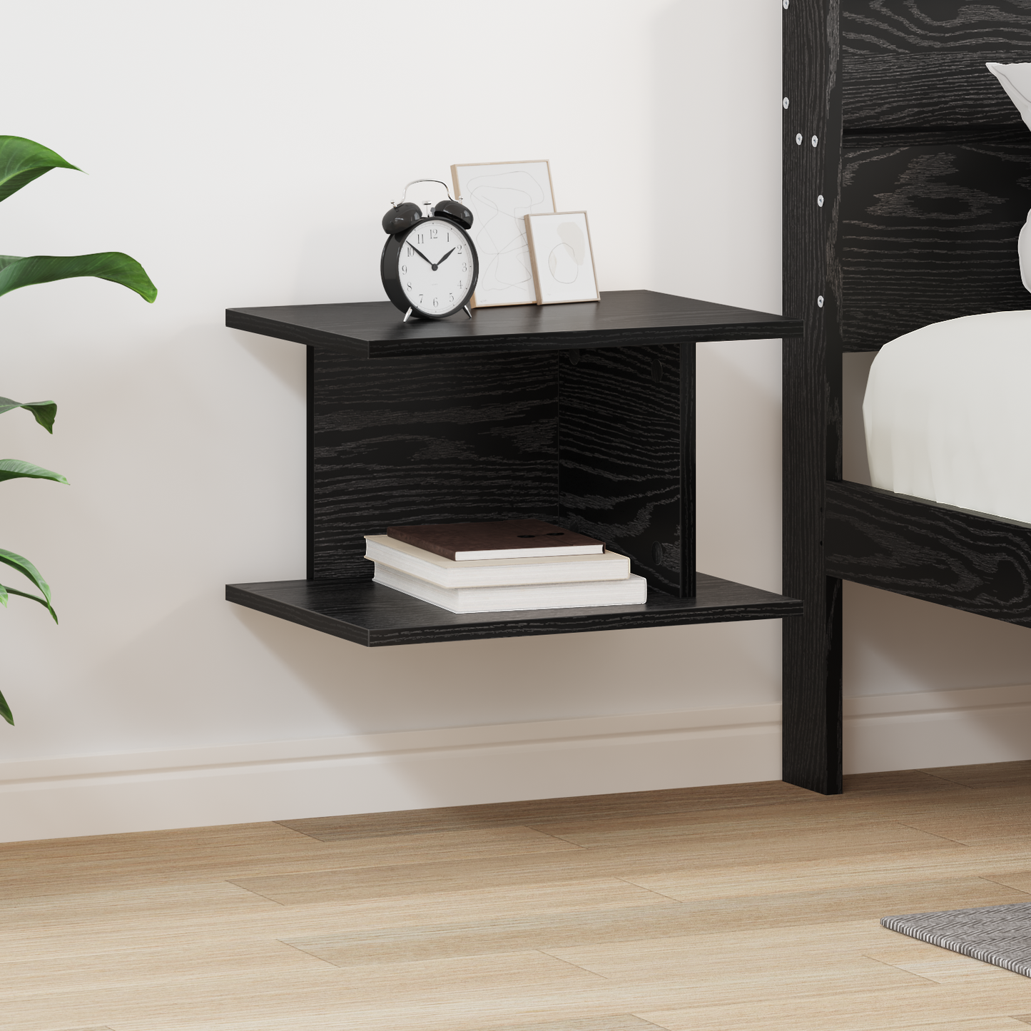 Bedside Table Black Oak 40 x 30 x 25 cm Engineered Wood