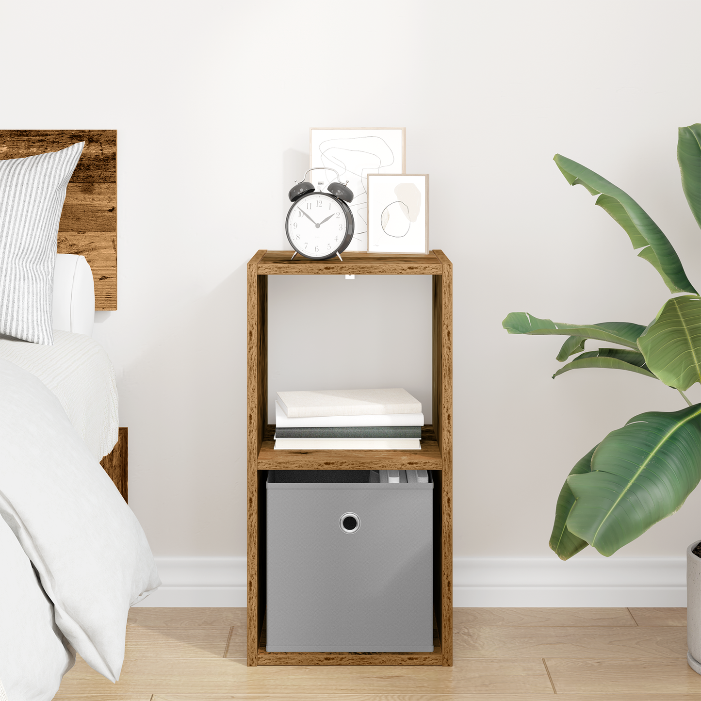 Bedside Table Old Wood 30.5 x 27 x 59.5 cm Engineered Wood